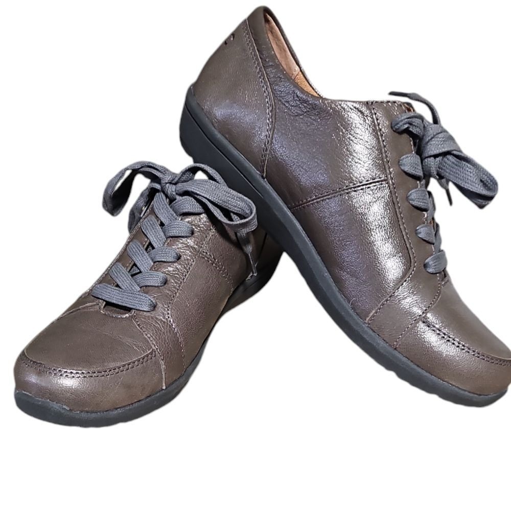 Vionic Abigail Women's Lace-up Arch Supportive Shoes Pewter Metallic‎